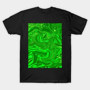 Different Shades of Green Digital Fluid Art T-Shirt